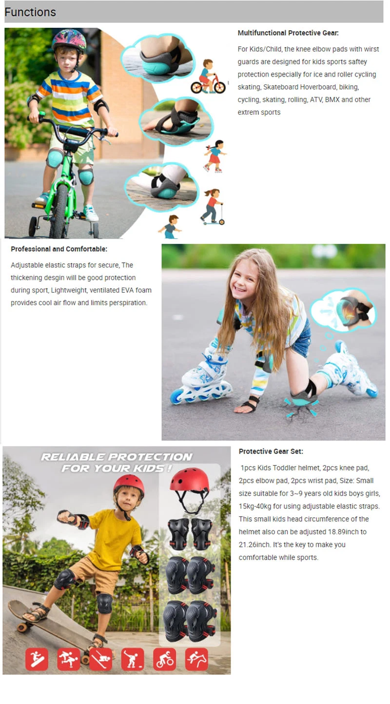 Child & Adults Rider Series Protection Gear Set 7PCS Set Roller Skates Cycling Bike Knee Elbow Pads Kids Skating Protective Gear