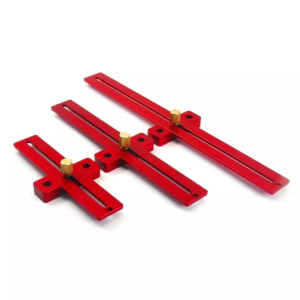 Aluminum Alloy 170/270/370mm Scale Measure Scribing Ruler Woodworking T-Type Hole Ruler Marking Tool - 370mm