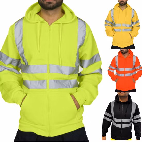 Wholesale Hoodie Workwear 3in1 Jacket Tape Fleece-Lined Jacket Reflective Safety Clothing Work Clothes